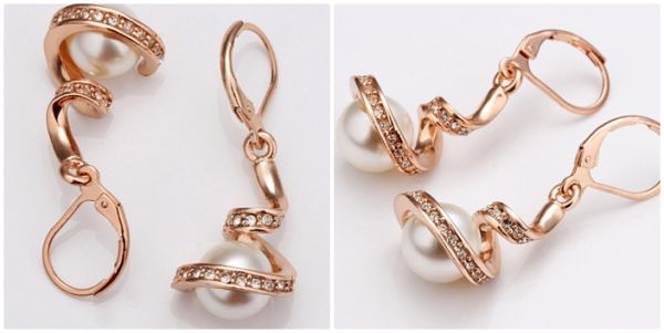 Ouro espiral Pérola Ouro 18K