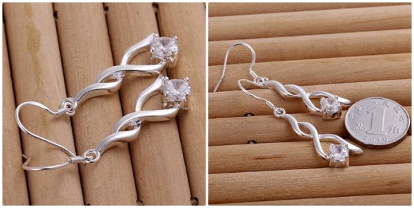 brincos aparência de pedra Stud brincos banhado a prata